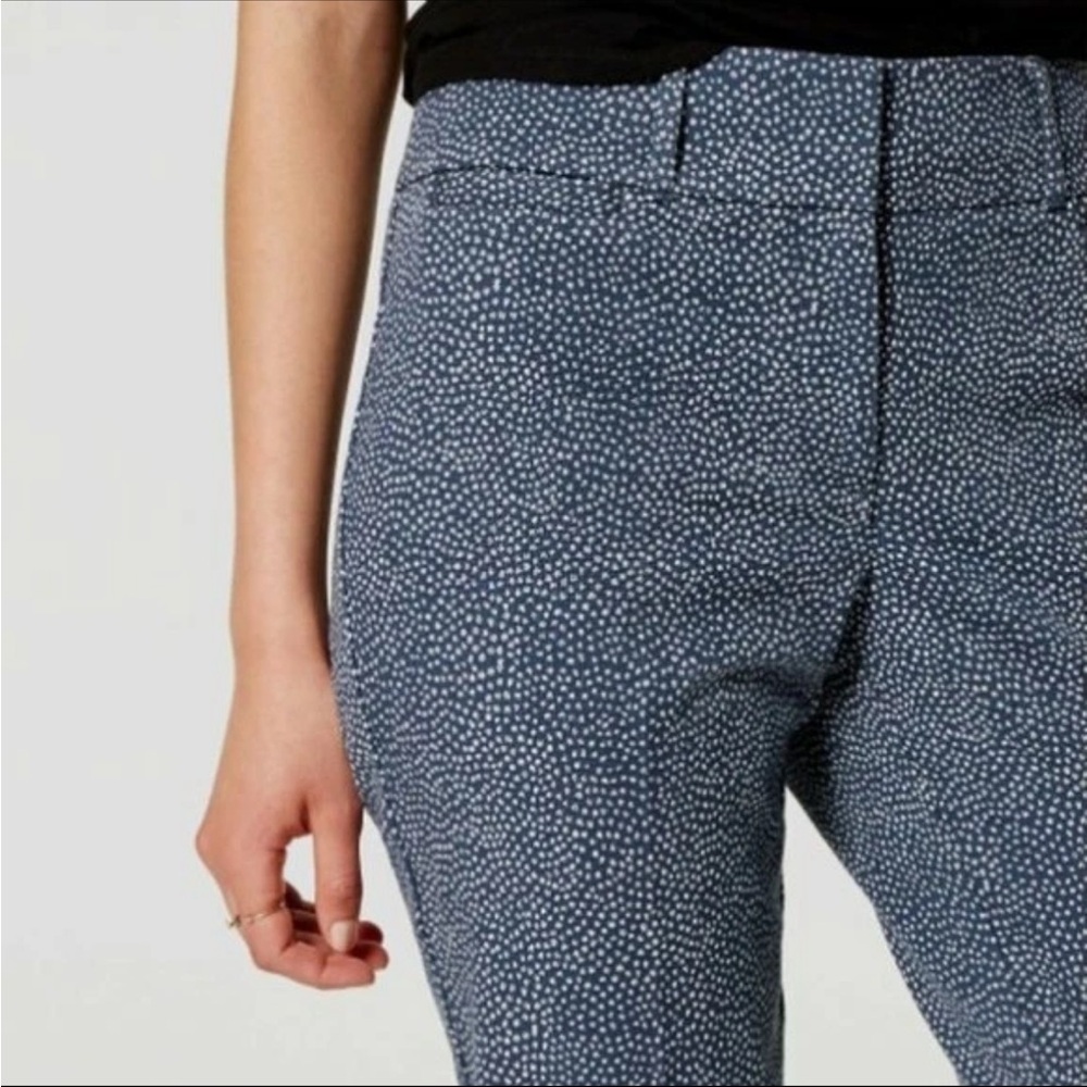 LOFT  Riviera Cropped Blue Polka Dot Pants - Picture 2 of 7